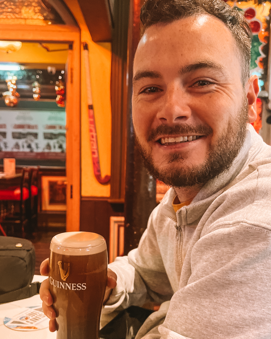 Drinking a Guinness in Dublin, Ireland