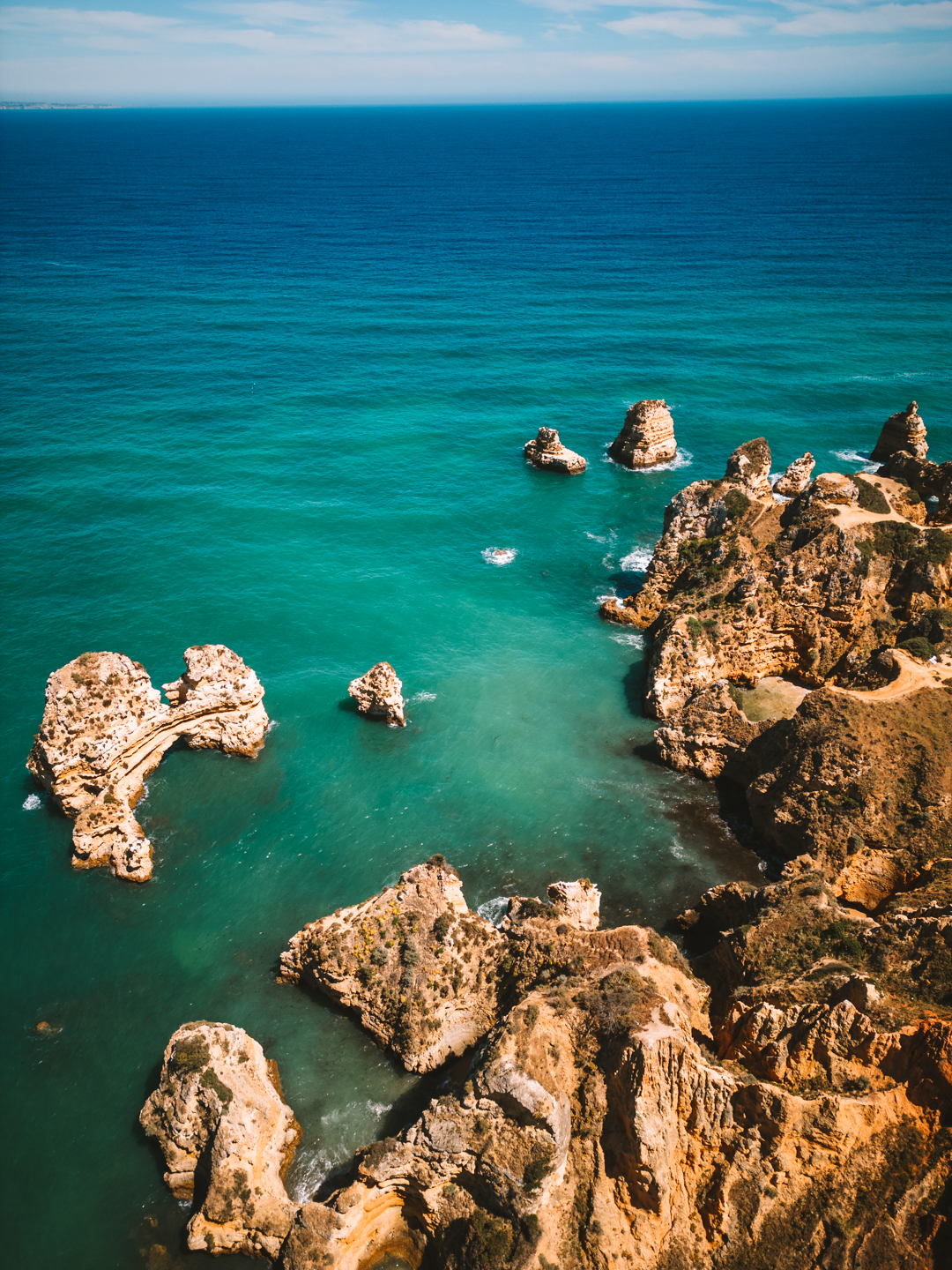 Visit the best beaches in Lagos Portugal - Praia do Camilo drone view