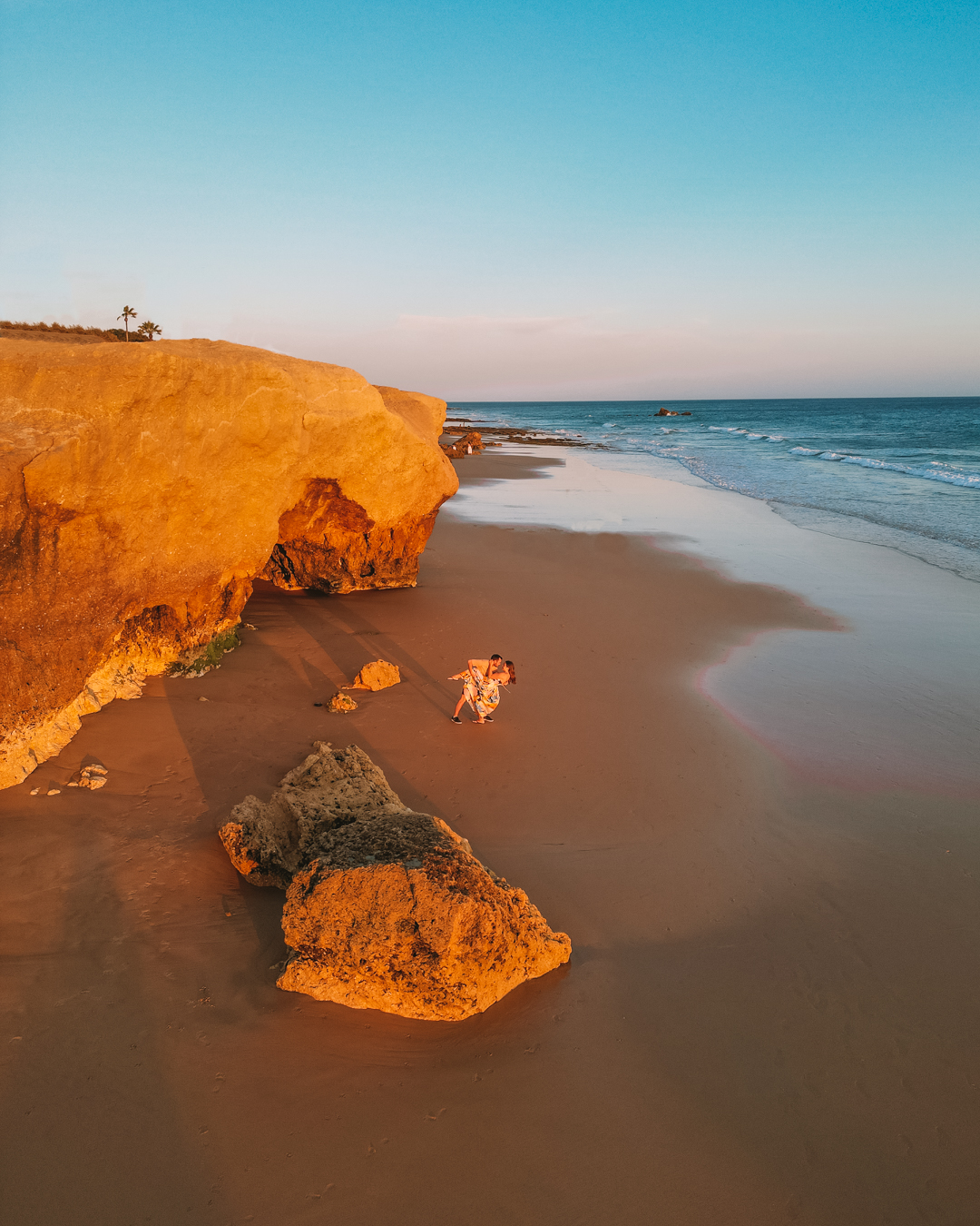 Sunset drone photo over Praia da Gale - Top spots to visit in the Algarve