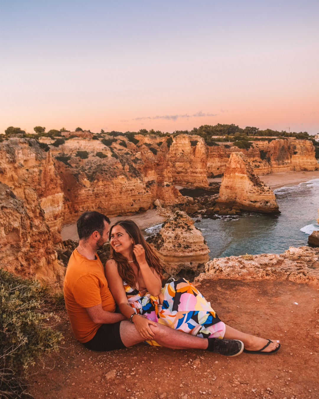Top spots to visit in the Algarve, best view over Praia da Marinha at sunset