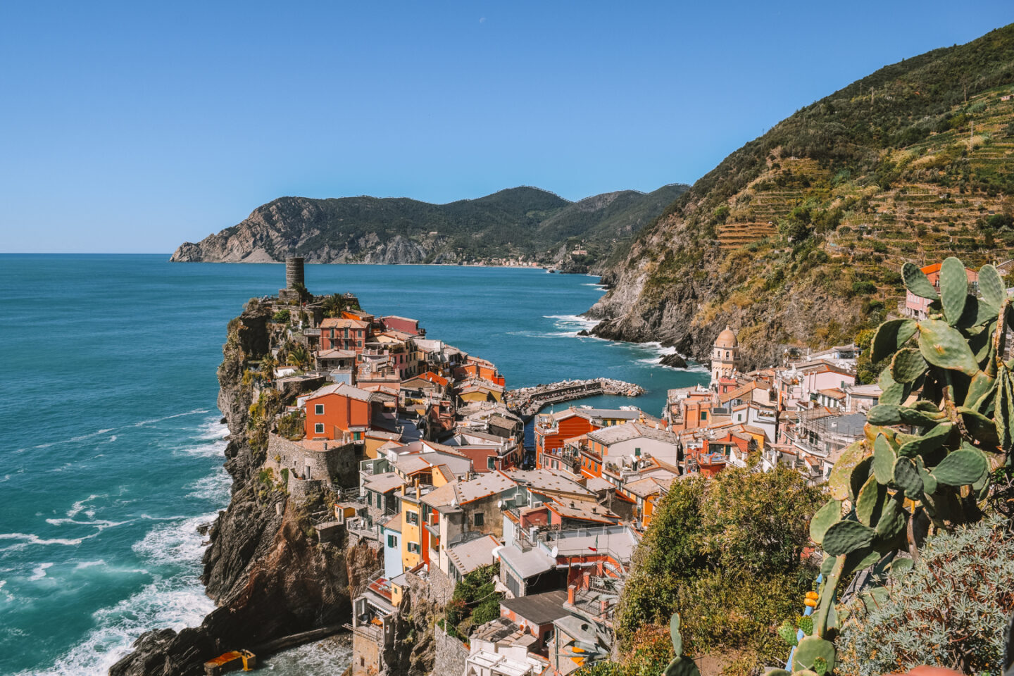 The view over Vernazza, Cinque Terre, one of the 5 Cinque Terre towns