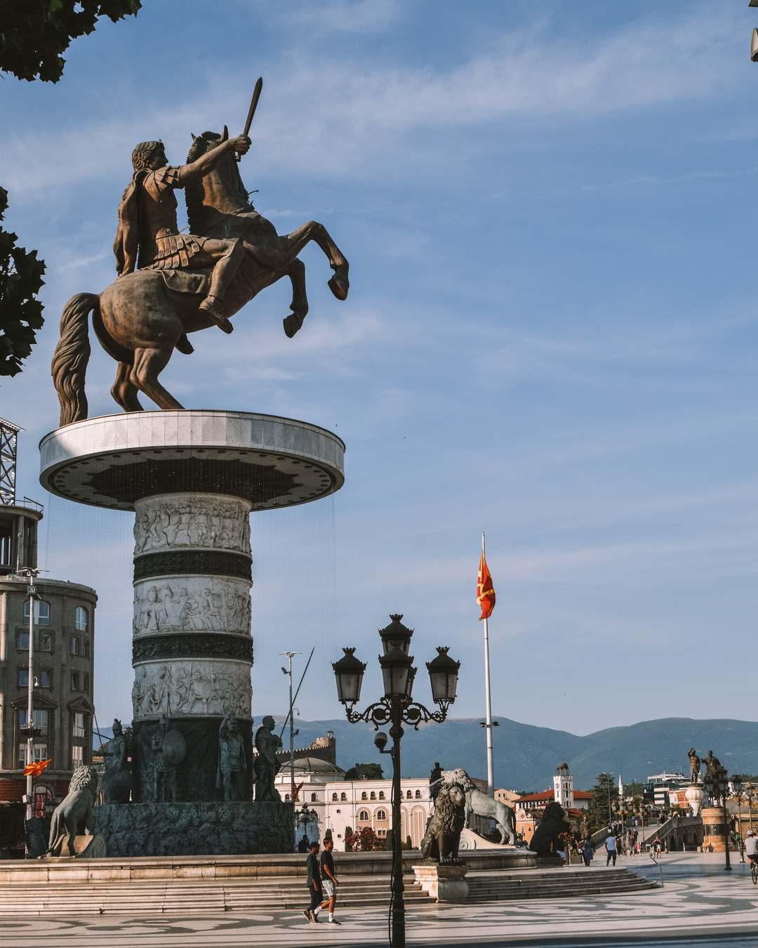 Marvel at the sculptures in Macedonia square
