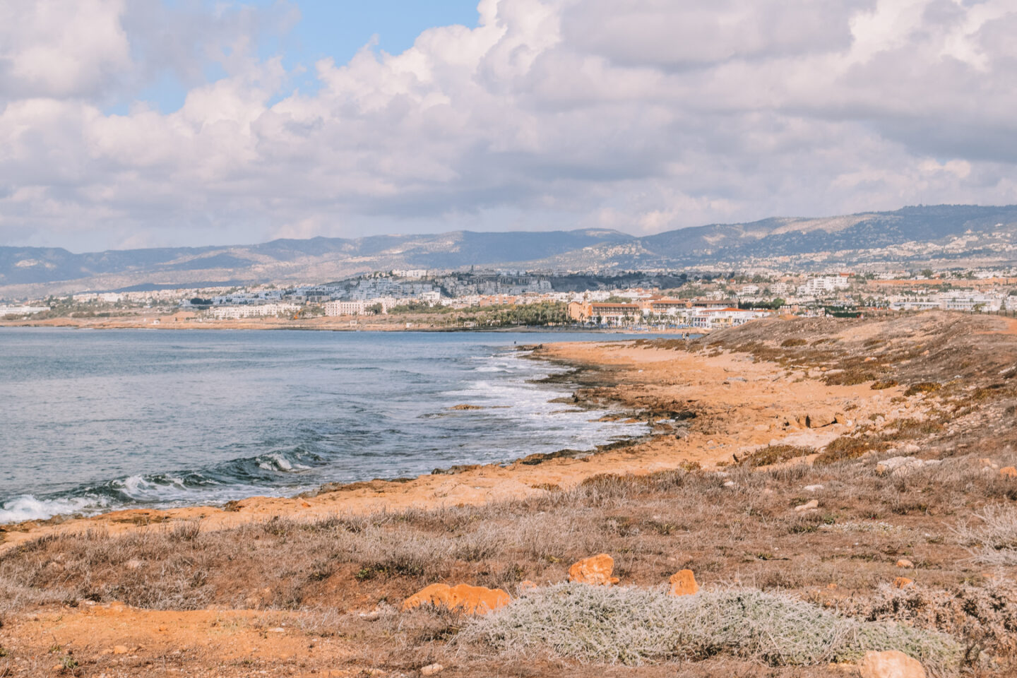 View over Paphos beaches Cyprus