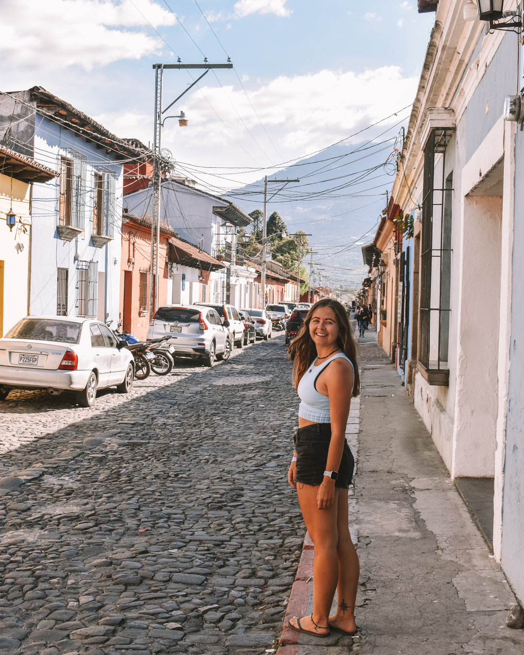 Reanna walking on the streets of Antigua
