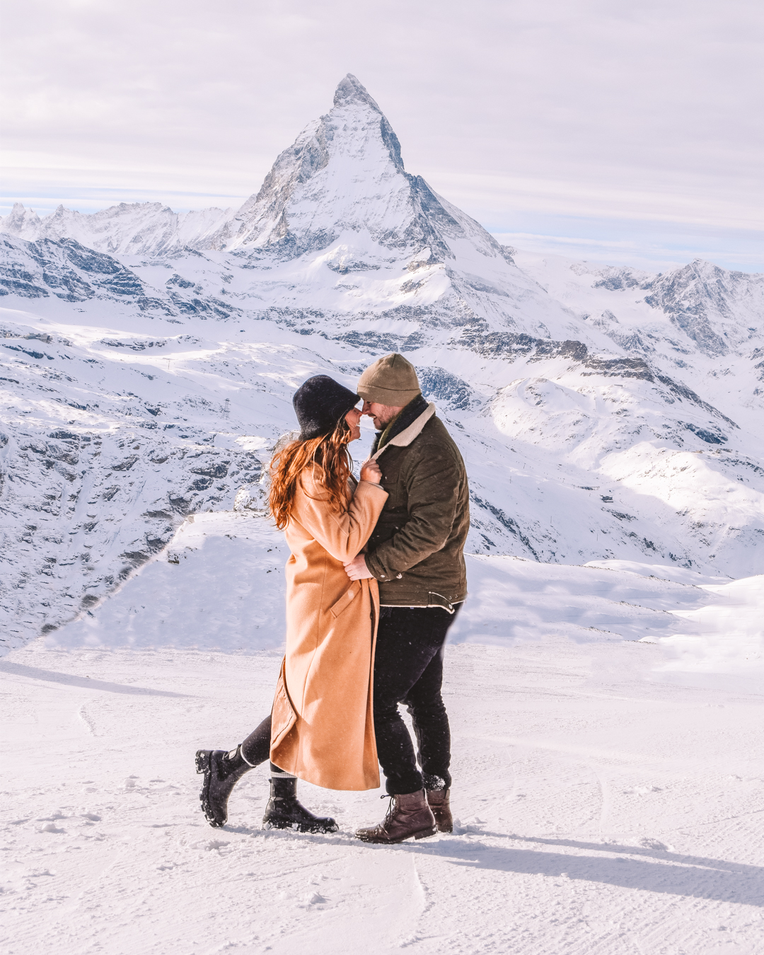 Chris and Reanna in Zermatt with the Matterhorn behind them.