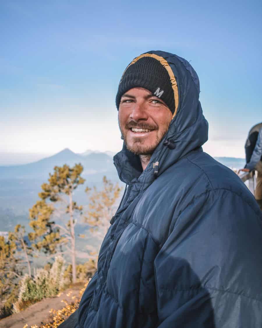 Chris at base camp of Volcan Acatenango