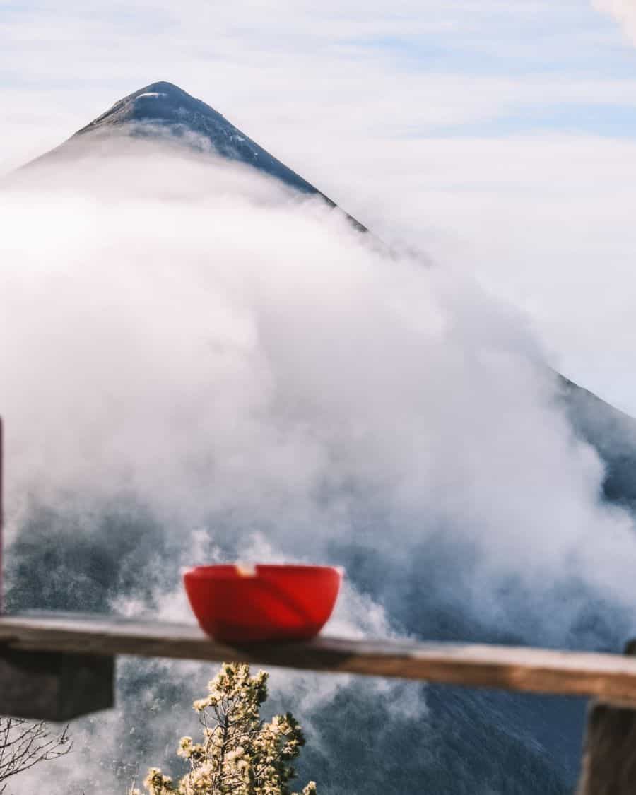 Breakfast at base camp of Volcan Acatenango