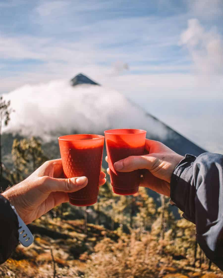 Hot Chocolate at base camp of Volcan Acatenango