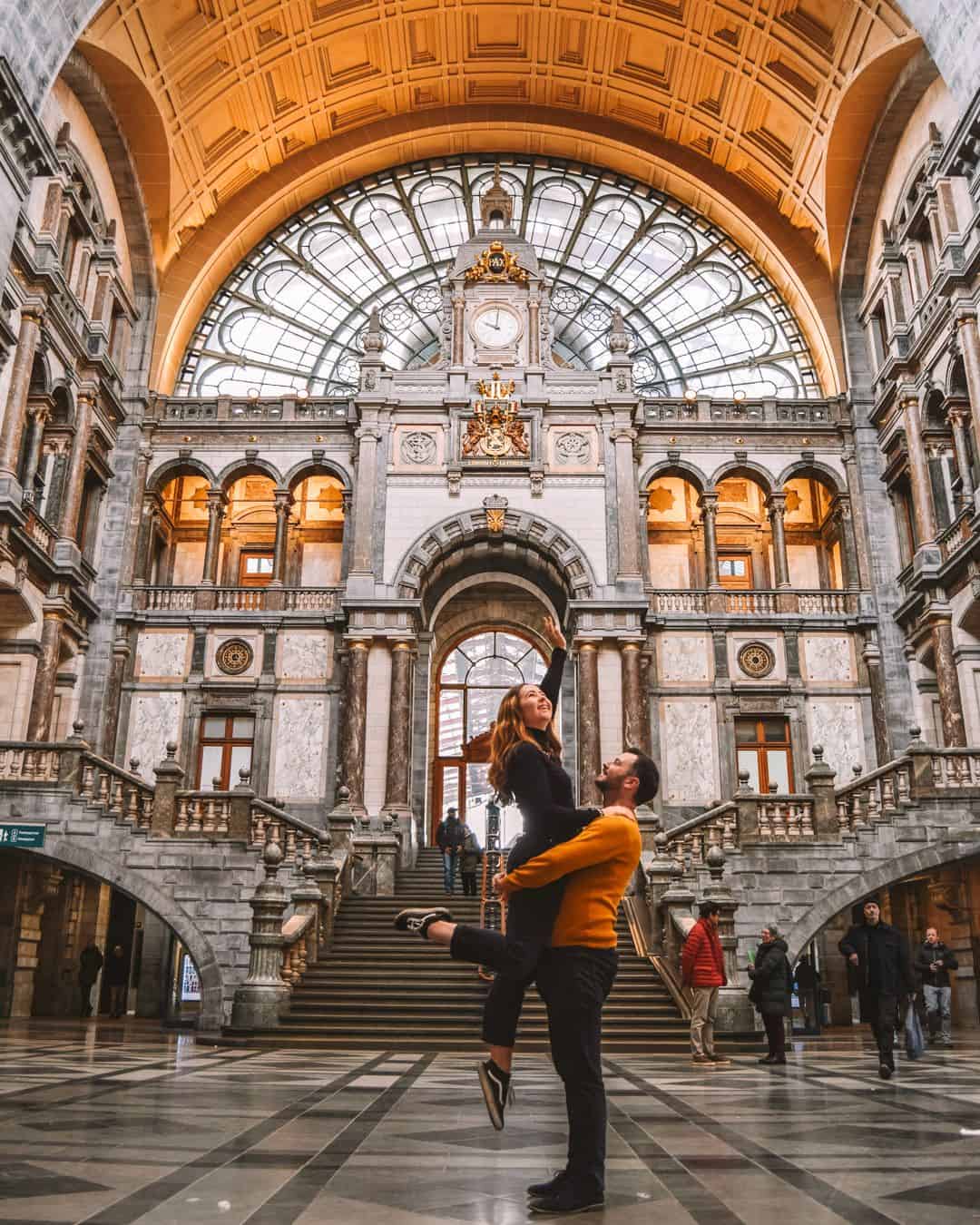 Chris and Reanna in Antwerp station