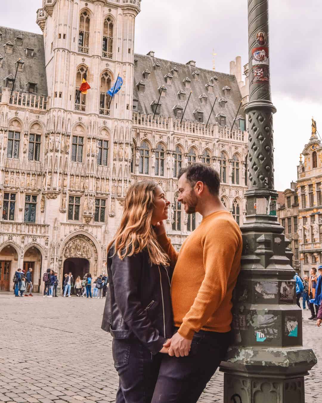 Chris and Reanna stood in Grand-Place de Bruxelles