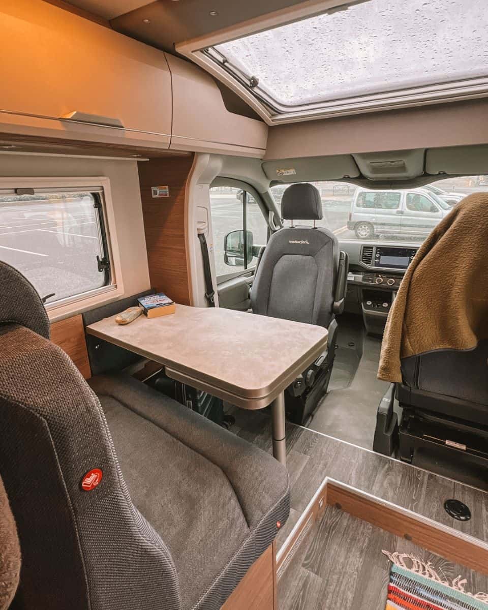 The inside of a Cosy Cottage Motorhome, Roadsurfer