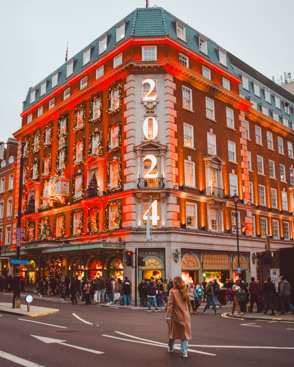 Fortnum and Mason at Christmas lit up