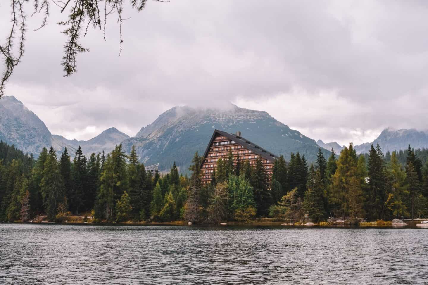 The lake and mountains in Štrbské Pleso